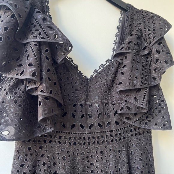 Charo Ruiz Ibiza Linda Ruffled Broderie Anglaise Midi Dress - Size L - Black - Picture 8 of 15